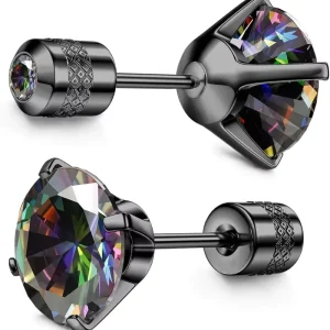Flat Back Stud Earrings Titanium 1